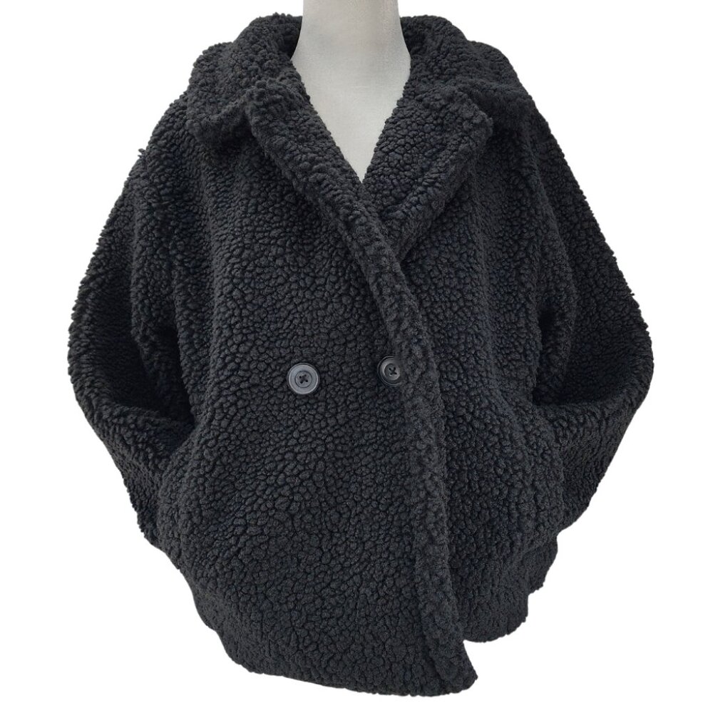 New Time and Tru Womens XL Teddy Faux Shearling Black Popcorn Fleece Jacket Coat - Picture 8 of 16